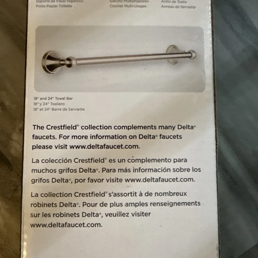Delta Towel Bar Crestfield Collection 18 Inch Brushed Nickel Finish 136885-BN